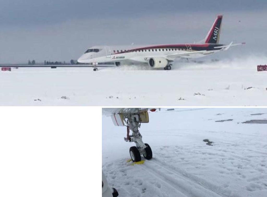 (4) Snowy and icy runway test The runway where an aircraft takes off and lands is not always in a normal dry condition.