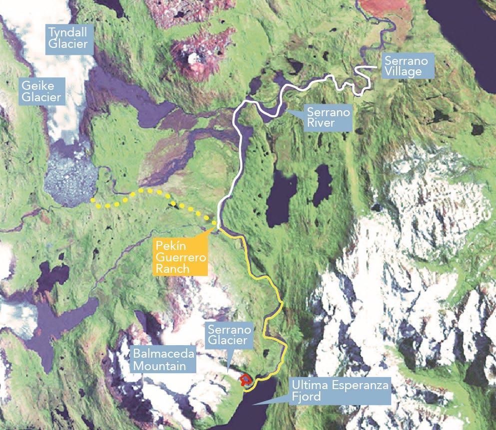 Time: 4-5 Hours Day 3 Trekking Route: Geike Glacier Round Trip (12 Mi, 4-5 hrs) Kayak Route: From: Pekin Guerrero Ranch To: Toro Pier (M.
