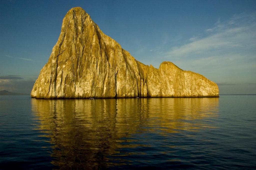 San Cristobal - Leon Dormido Sometimes called Kicker Rock, Leon Dormido is a huge rock formation that is the remains of an ash cone eroded by the sea, with two vertical rocks rising over 150 meters