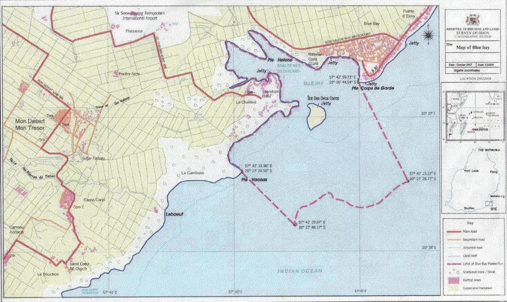 Map of the Blue Bay MP and surroundings Rights and permissions Contact person: Mr D Mauree,