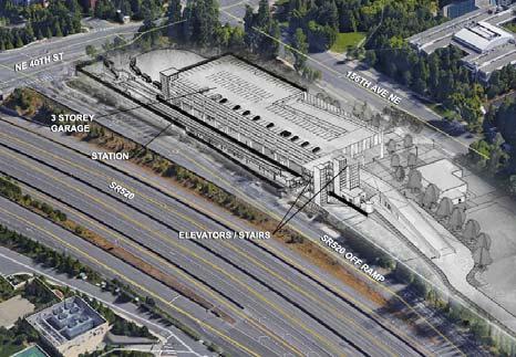 coming and going from Overlake Village Station Park-and-ride facility with 320 spaces at the