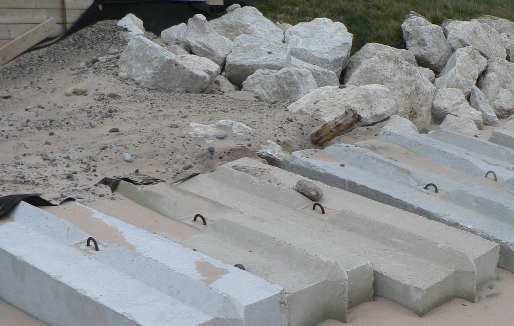 More Erosion Prevenon We recently purchased 32 large concrete blocks, which are 6 feet long, 2 feet