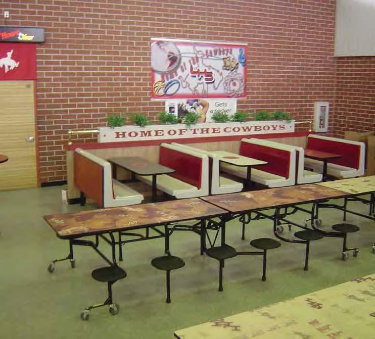 59M Folding Table with Stools Another option for maximizing your seating capacity is the Palmer Hamilton 59M table with attached individual seats.