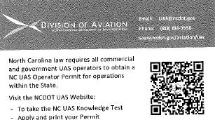 The State of North Carolina also requires to you obtain a North Carolina UAS Permit.