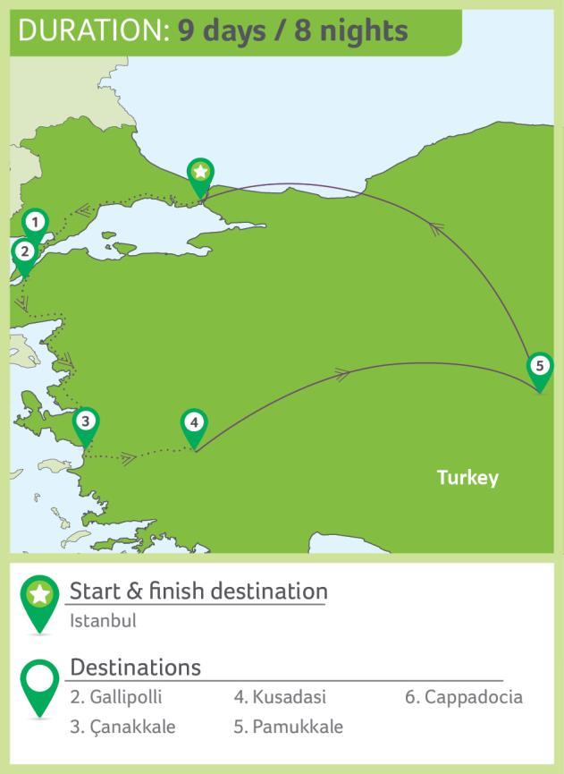TOUR OVERVIEW Turkey is more than the crossroads between east and west, it is the link that binds the present to the past, a diverse country where history and culture can be found at every turn.