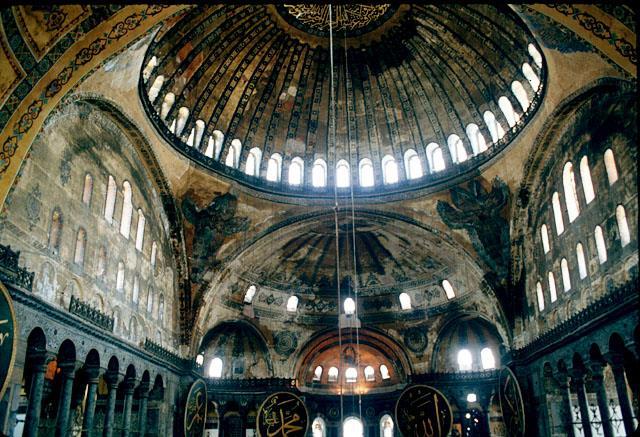 Undoubtedly the most famous piece of Byzantine artwork is the Hagia Sophia, seen at