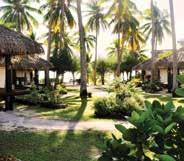 They offer small traditional thatched roof bungalows right on the beach among swaying palm trees. Situated on the sunset side of the island, take in the beautiful views from your balcony.