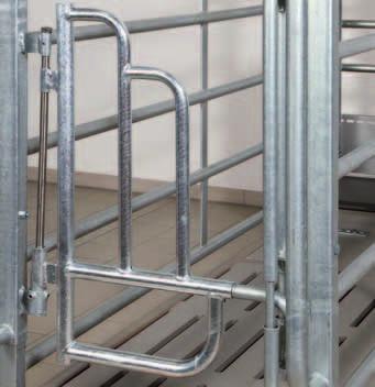 during feeding; good monitoring conditions for every sow since the stalls can be locked individually or altogether; the stall also acts as a safe retreat for individual sows; provides high comfort