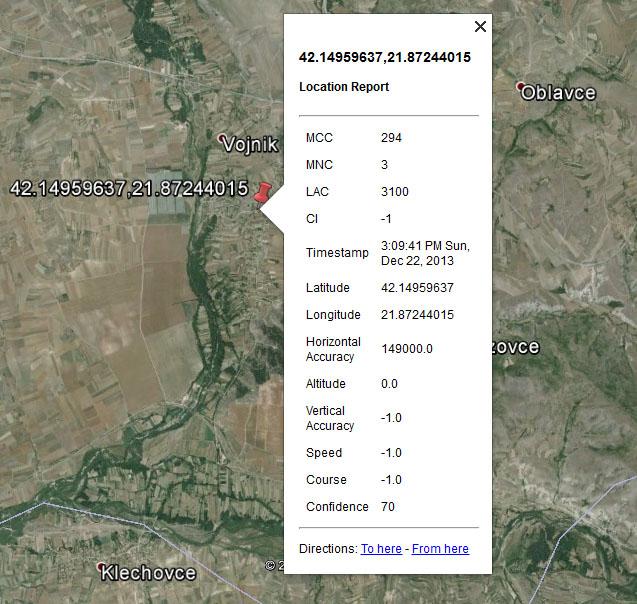 Слика 12. Геолокациските податоци прикажани во Google Earth Figure 12.