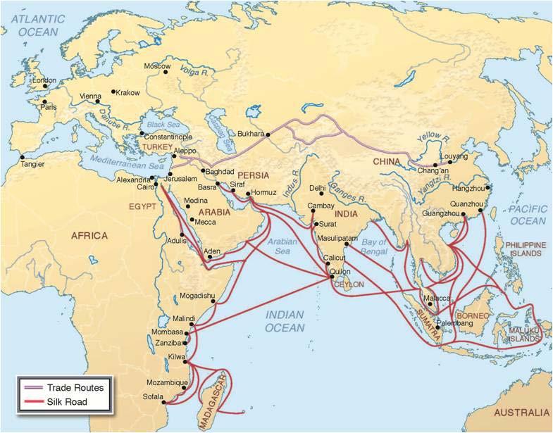 Muslim Domination of the Afro-Eurasian Region: 750 CE 1258 CE During the Abbasid Dynasty, Muslim rulers controlled most international trade routes in the eastern hemisphere.