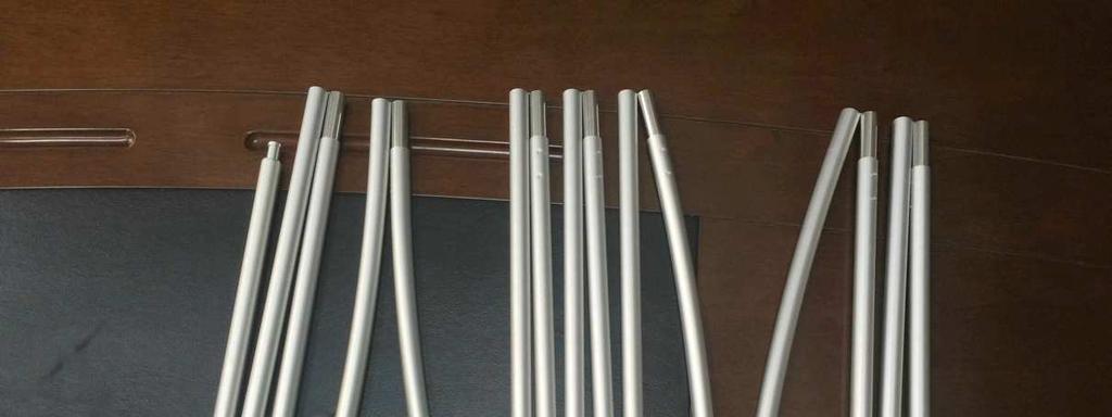 5. Specifications: poles and accessories 5.1. Poles Five pre-shaped aluminium pipes, materials described in part 1. Each arch is made in maximum 15 pieces, linked with an inner elastic system.