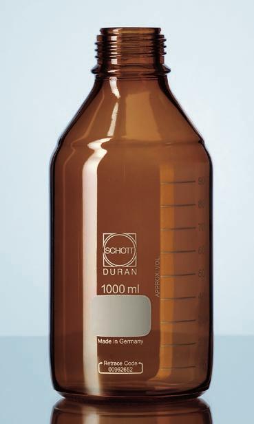 THE LIGHT PROTECTED: DURAN GL 45 LABORATORY GLASS BOTTLE IN AMBER 07 The amber DURAN laboratory glass bottle also protects media from light radiation with a wavelength between 300 and 500 nm.