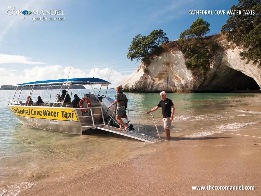 Cathedral Cove Water Taxi operates between Hahei