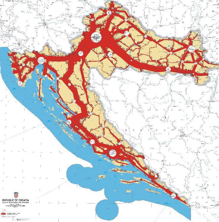Figure 1: Road traffic distribution in Croatia (AADT/2010) Source: (Hrvatske Ceste, 2011) Figure 2 and Figure 3 show detailed