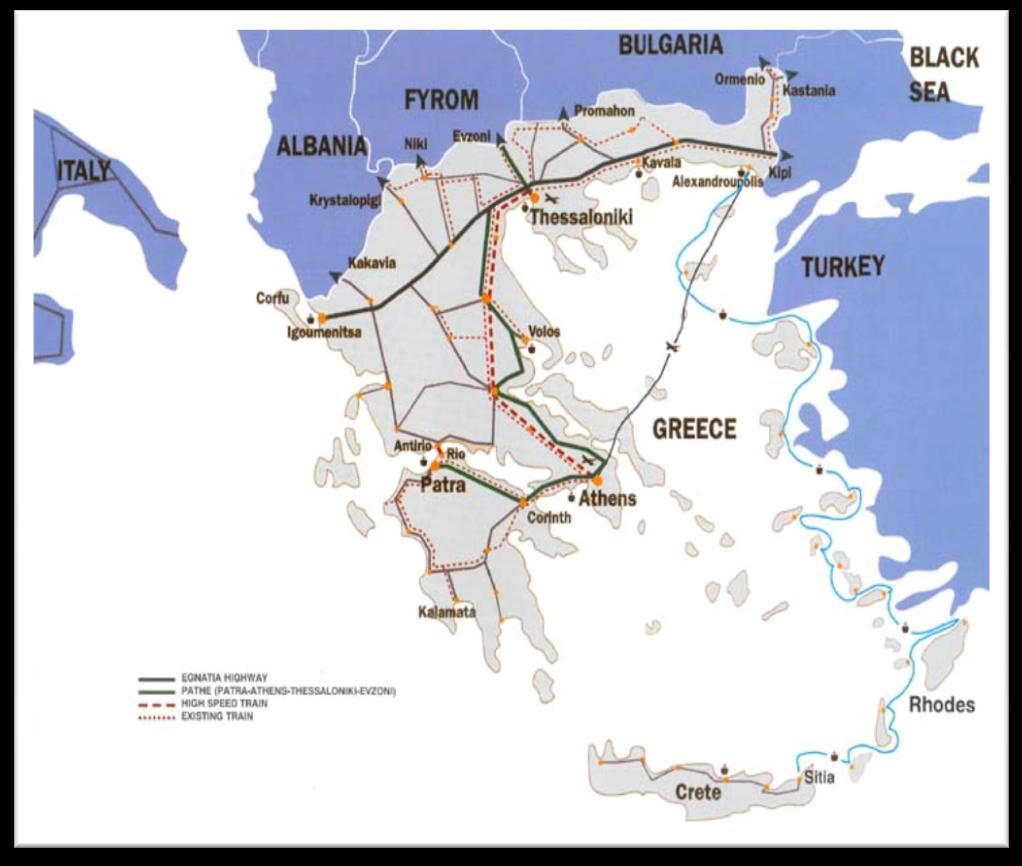 Figure 47: Railway network in Greece Source: (OSE, 2013) The National Railway Infrastructure based on the criteria for classifying segments is divided into a fallowing segments: Active network