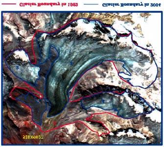 covered by debris. Numerous geomorphologic features can be used to identify the terminus. Many a times morainedammed lakes are formed downstream of the glacial terminus (Figure 4).