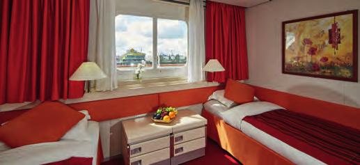 B Outside Cabin XL / Picture Window Deck 4 Our spacious XL Cabins offer 37 square meters/398 square feet of space, including a double bed or twin beds and two sofa beds that also provide daytime