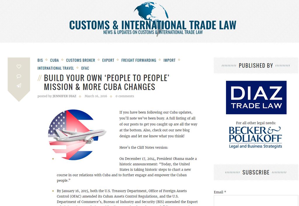 Customs & Trade Blog SUBSCRIBE TODAY AT: