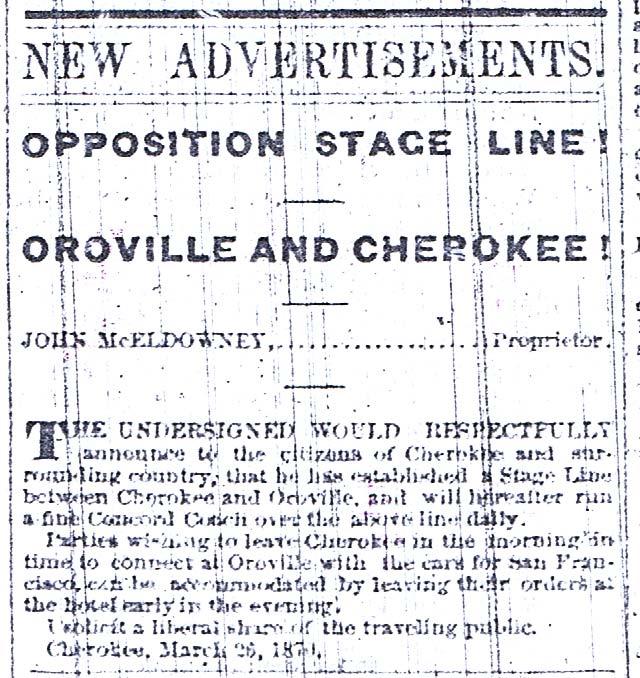 1870 Brought New Hope In June 1870 the road to Cherokee was being improved so 30 iron pipe could be brought up for a new flume from the Concow Valley Landowners in Concow Valley were approached about
