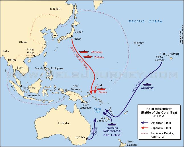WWII in the Pacific: Battle of the Coral Sea May 1942 U.S. code breakers break Japanese military code U.S. learns Japan is going to attack Australia U.