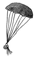Mark and tie off at 50 cm. Attach one washer. Parachute 3: 36-cm canopy made of the tissue paper. Attach eight 60-cm suspension lines to canopy. Mark and tie off at 50 cm. Attach one washer. Variable C: Suspension Line Length Your team will test the effects of suspension line length on descent rate.
