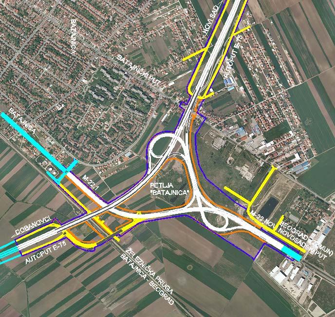 Project Highlights Preliminary and detailed design of Highway E-75, Novi Sad-Beograd-Nis, Section: Batajnica - Dobanovci, Lot A1, Interchange "Batajnica" from km184+738.24 to km188+680.