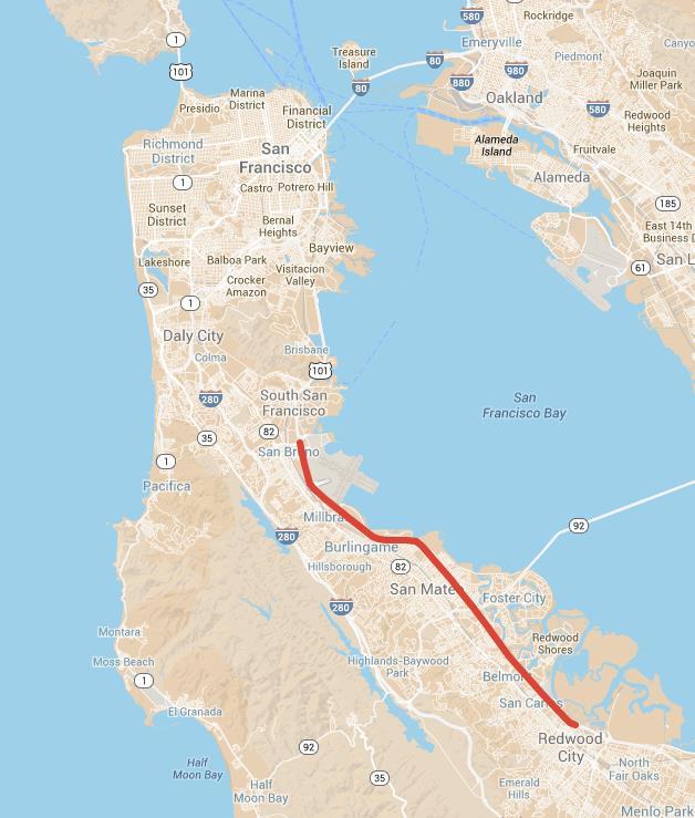 IV. Existing Conditions Highway 101 in San Mateo County is a limited access facility, typically comprising four general purpose through lanes and significant sections of auxiliary lanes in each