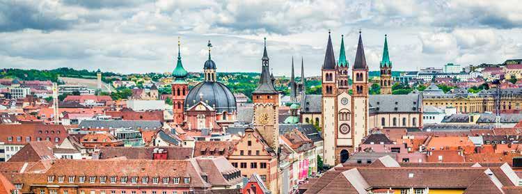 THE ITINERARY Day 8 Wurzburg - 9:00am to 1:00pm Arrive in Wurzburg - a Bavarian city at the centre of Franconian wine country, renowned for lavish baroque and rococo (late baroque) architecture.