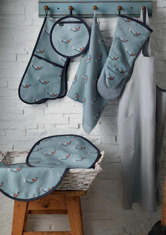 AGA PHEASANT LINEN TEXTILE RANGE Introducing our beautiful linen range of textiles for Autumn with a timeless classical pheasant design and featuring our new subtle grey dyed terry cloth.