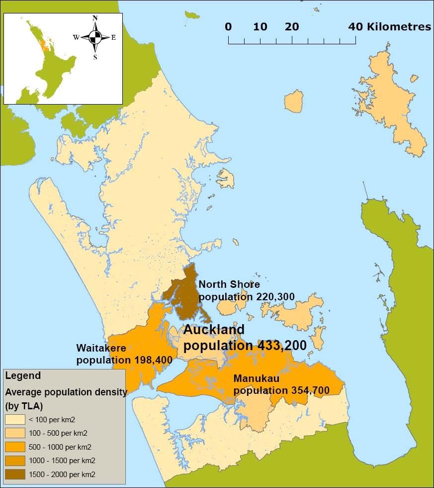 Waitakere 198,4 Auckland Region (including islands) National Auckland Region as % of Nation 1,394, 4,228, 33% Population growth 23-27 (year ending December) Auckland 4.4% Manukau 11.7% North Shore 7.