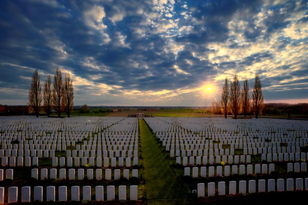 Tyne Cot British Cemetery is within a kilometre of the farthest point in Belgium reached by the Allied forces,