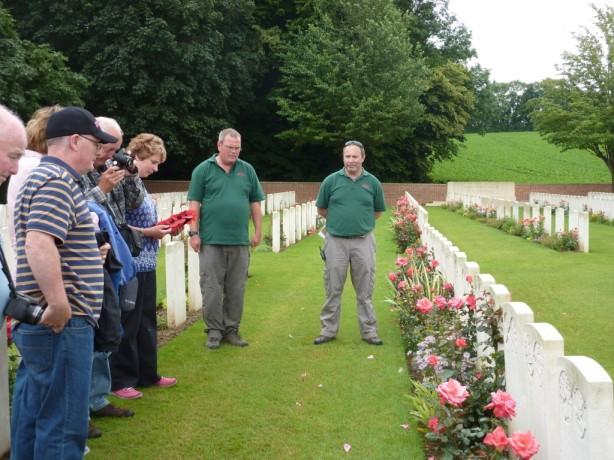 Our tour guide was very knowledgeable and helpful. Thanks for your help in locating June s Grandfather s grave in Etaples Military Cemetery.