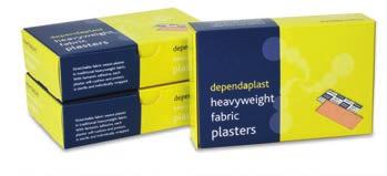 Foil (blue plasters only) Metal detectors will reject food contaminated by lost plasters. Adhesive Our fabric plasters use traditional high bond adhesive.