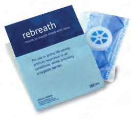 852 Rebreath Pocket Mask 853 Replacement Valve for Pocket Mask REBREATH ONE-WAY VALVE A transparent plastic film containing a one way valve allows expired air ventilation for a
