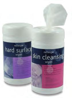 The hard surface wipes are designed to clean and disinfect hard surfaces of medical equipment, the skin cleansing wipes are