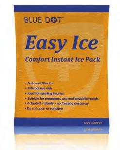 + + Easy to use - no need for pre-cooling + + Pack remains cold for up to 25mins + + Disposable + + 120mm x 180mm + + Plastic cover 9985 Easy Ice Disposable Instant Ice