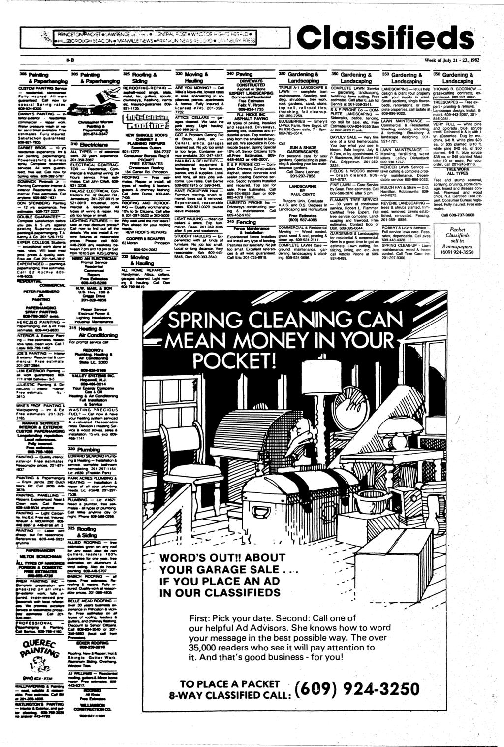 *..., Classifieds 8-B Week of July 21-23, 1982 9*C*«II - ««_«. Roofing A *» Moving* Hauing REROOFIMG-REPAIR ARE YOU MOVING? Cal cnmwy. Raxhwtg. vtnts etc tnmn&gmmrmm.