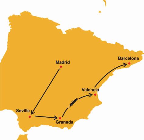 43 *Best of Spain 11 Days* TOUR CODE : ES11D Madrid Seville Granada Valencia Barcelona Suggestive Tour Itinerary 11 days/10 nights Day 01 Upon arrival meet your private transfer at the airport and
