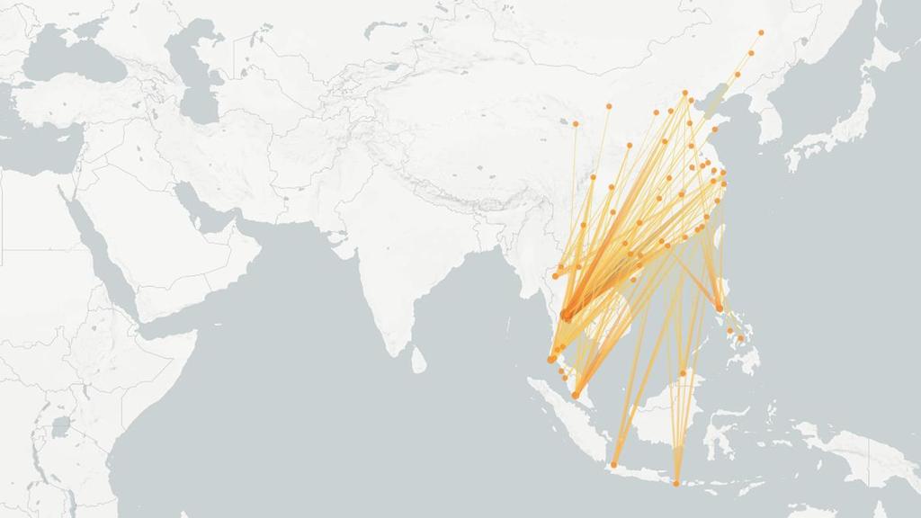Daily flights to ASEAN Our flight analytics shows that 41 Chinese cities have at least one daily flight to Indonesia, Malaysia, the