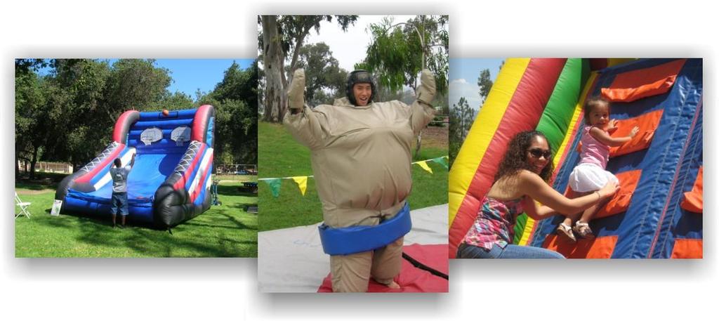 MAJJOR ATTRACTIONS & INFLATABLES I (CHOOSE ONE) SUMO WRESTLING BIG BOUT BOXING TROPICAL SLIDE BUNGEE RUN SURF THE WAVE SLIP N SLIDE PEDESTAL JOUST ATLANTIS COMBO MYSTERY MACHINE SHOOTING STARS FIRST