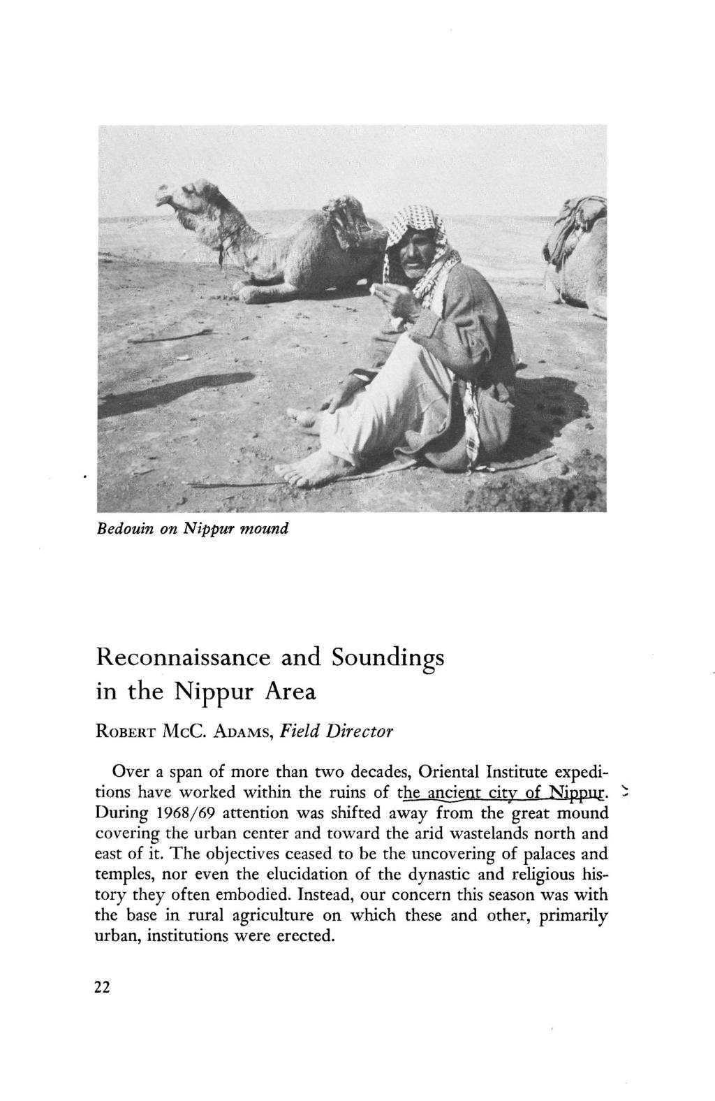 oi.uchicago.edu Bedouin on Nippur mound Reconnaissance and Soundings in the Nippur Area ROBERT M C C.