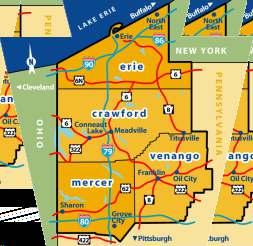 Crawford County is located in Northwestern Pennsylvania Distances from Major Cities Erie, PA.