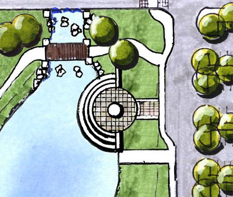 The skate park was removed from near the lake and relocated adjacent to the promenade northeast of the recreational center (Figure 14).