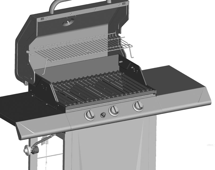 BF CG CH PROPANE model shown CAUTION Failure to assemble grease cup hook and grease cup will cause hot grease to drip from the bottom of the BBQ