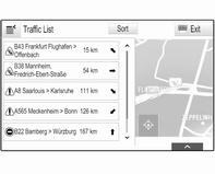Информации за сообраќајки Список за сообраќај За да се прикаже список на сообраќајки во близина на тековната локација на возилото, притиснете HOME, па изберете TRAFFIC (СООБРАЌАЈ).