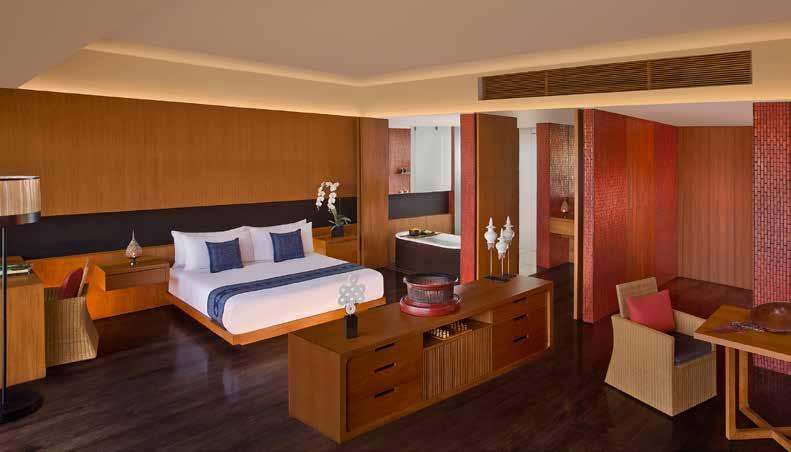 Room Features Deluxe Rooms 50 square metres Balcony with a double daybed, table and chairs 40 rooms with king size bed and 12 rooms with twin beds WiFi 40 flat screen LED satellite television Mini