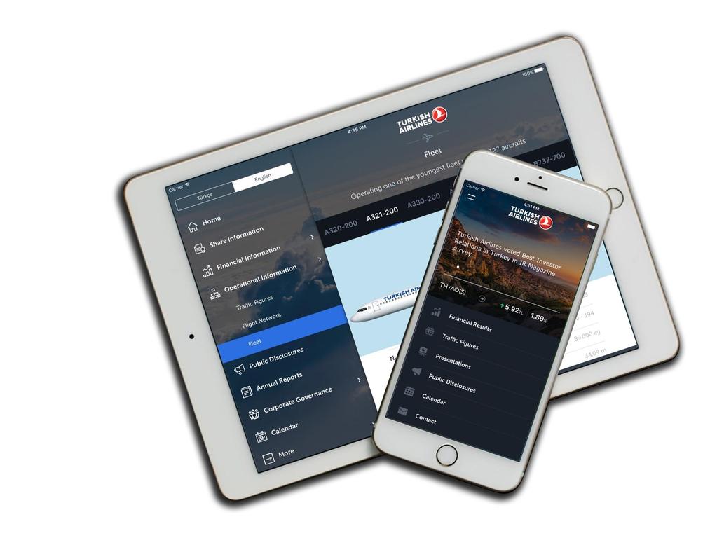 Our Mobile IR Application is released! Latest Turkish Airlines news are now on mobile through our Investor Relations App!
