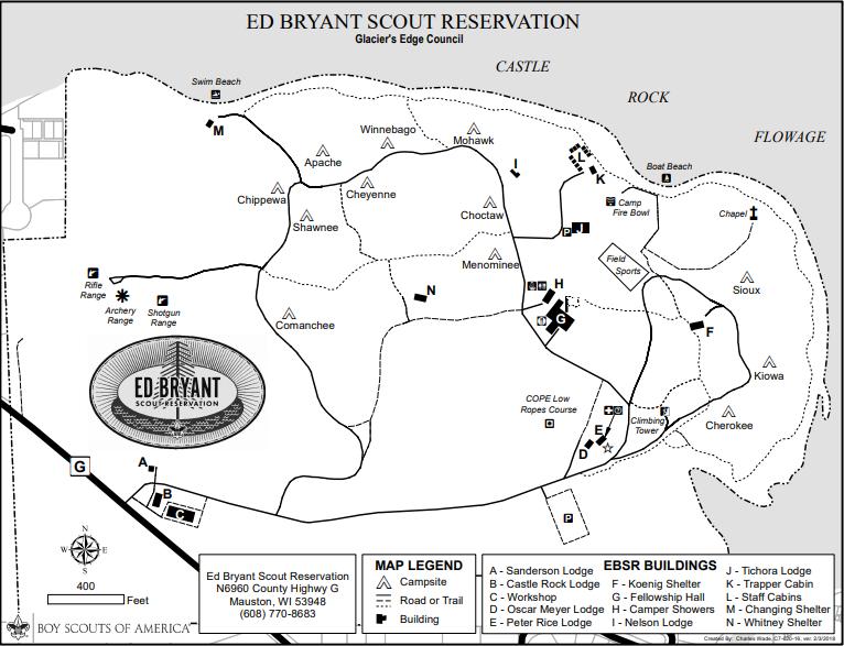 Ed Bryant Scout Reservation is located at N6960 County Road G,