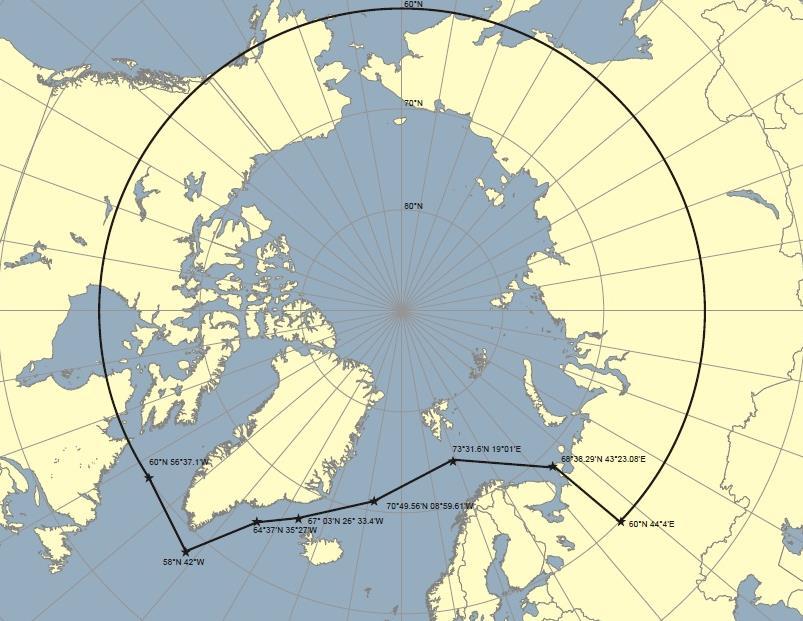 Geographic range Arctic region (IMO definition).