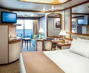 For balcony staterooms, the view is determined from the perspective of the balcony railing. Balconies may have either solid steel or glass railings. Upper berth and bed ladder capacities are 113kgs.